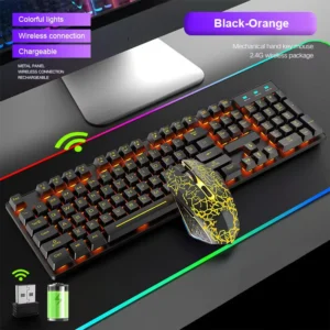 2.4G Wireless Gaming Keyboard and Mouse Combos RGB Led Usb Game Klavye Set for Home Laptop Computer Desktop Win PC Games F2